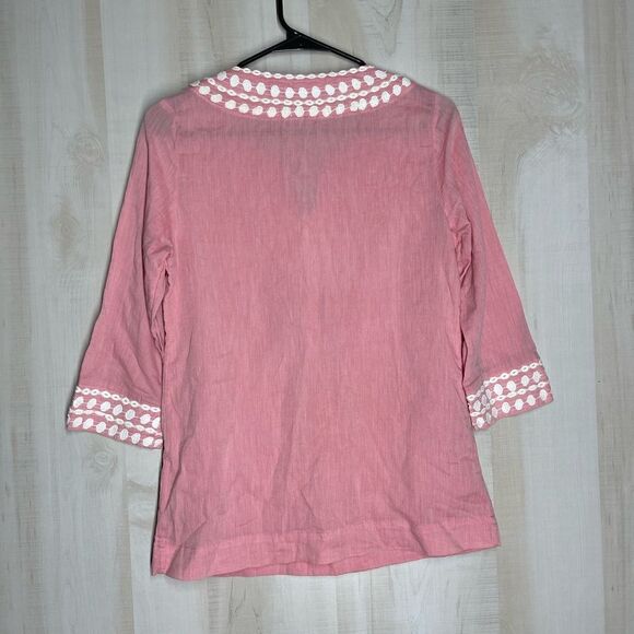 Boden pink white tunic style top 3/4 sleeve, size 6 - Picture 11 of 16